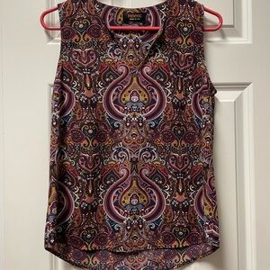 Renee C. Paisley Sleeveless Top - Red, Pink, Brown, S